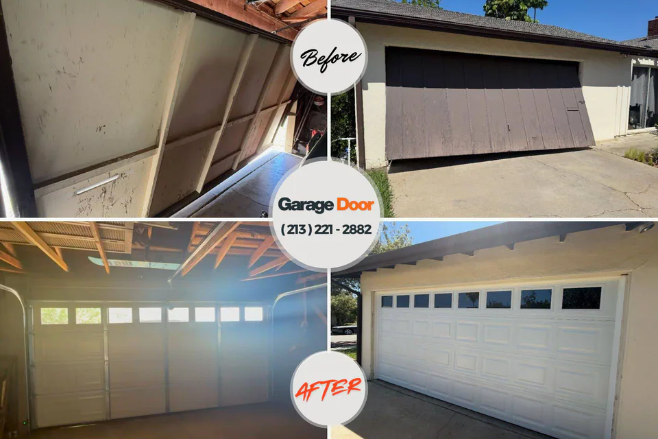 Before and after: garage door spring repair Butler Beach, FL